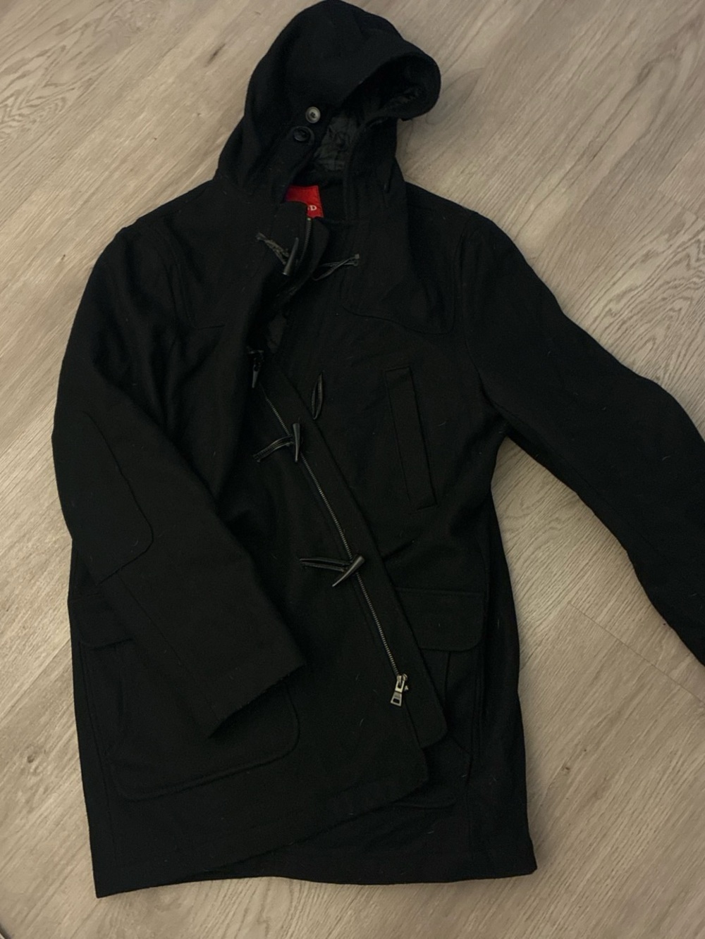 Izod Men's Black Hooded Duffle Coat